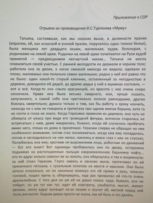 Прочитайте отрывок из рассказа И.С. Тургенева «Муму». Сделайте письменный анализ эпизода, опираясь н