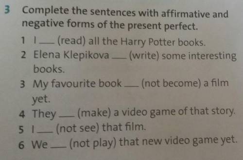 Complete the sentences with affirmative and negative forms of the present perfect​