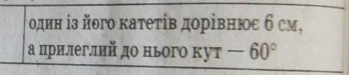 знайдіть периметр прямокутного трикутника, якщо один із його катетів дорівнює 6 см, а прилеглий до н