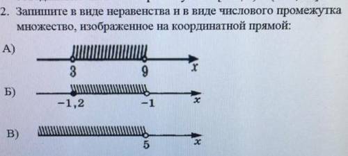 2. Запишите в виде неравенства и в виде числового промежутка множество, нзображенное на координатной