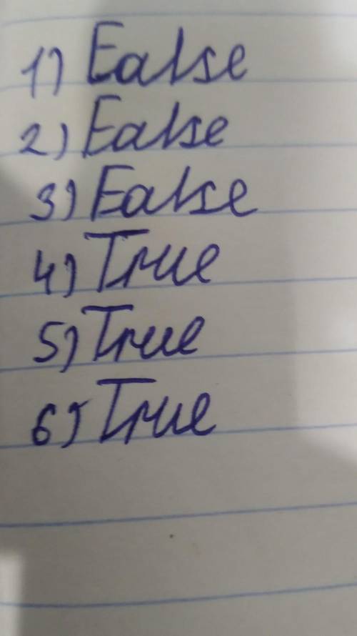 Mark the sentences True or False​