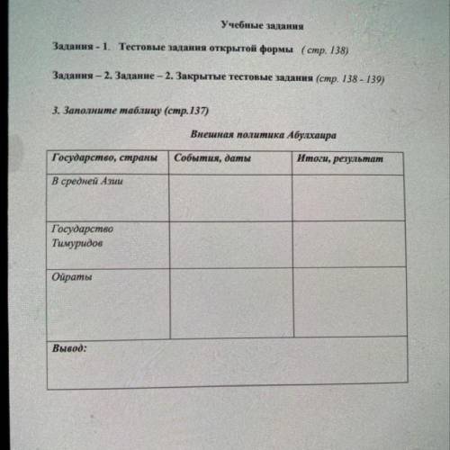 Внешная политика Абулхаира Государство, страны События, даты Итоги, результат В средней Азии Государ