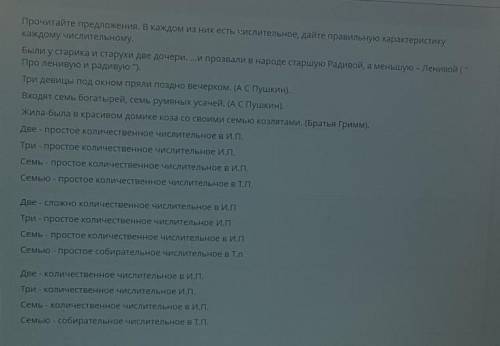 Прочитайте предложения. В каждом из них есть числительное, дайте правильную характеристику каждому ч