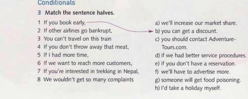 Conditionals 3 Match the sentence halves. 1 If you book early, 2 If other airlines go bankrupt, 3 Y