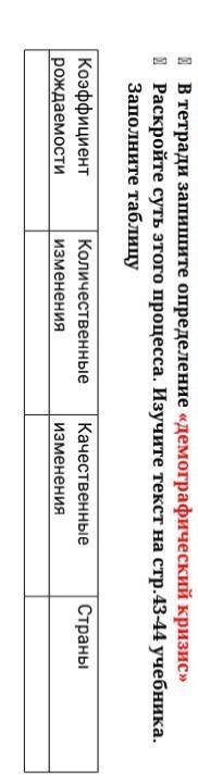заполните таблицу коэффициент рождаемости количественные изменения качественные изменения страны ​