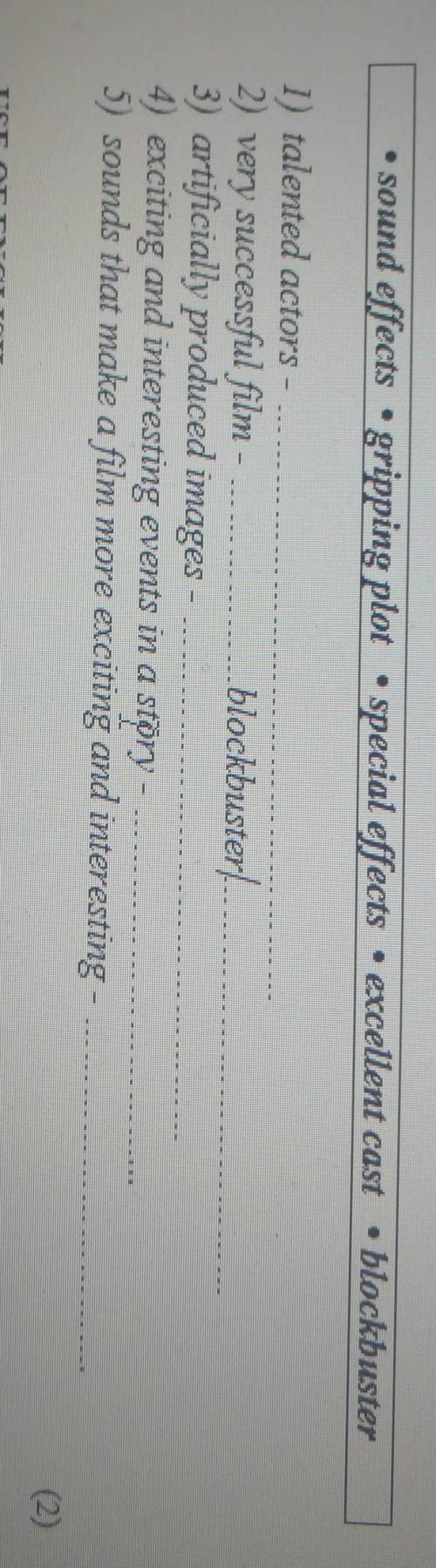 B. (Ctrl) ) b) Put each phrase under the correct definition.• sound effects gripping plot special ef