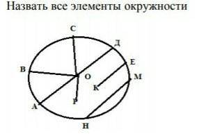 Назвать все элементы окружности ​