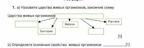 Назовите царства живых организмов, закончив схему Царства живых организмов Вирусы Растения Бактерии