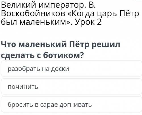 К Великий император. В.Воскобойников «Когда царь Петрбыл маленьким». Урок 2Что маленький Пётр решилс