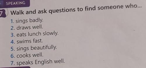 Walks and ask questions to find someone who​