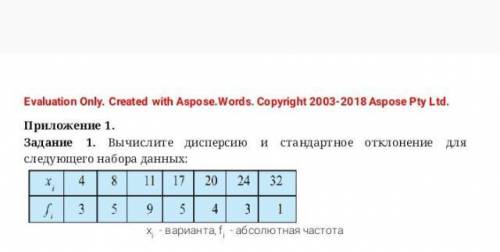 Вычислите дисперсию и стандартное отклонение для следующего набора данных: ♥️​