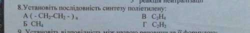 Установіть послідовність синтезу поліетилену​