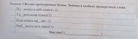 Задание 2 вставьте пропущенные буквы и запиши в скобках слова !)))​