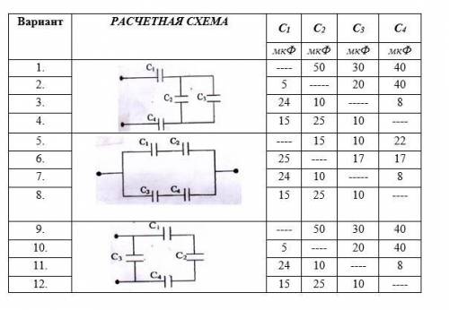 Изобразите эквивалентную схему свертывания и определите эквивалентную емкость Сэ и неизвестные велич