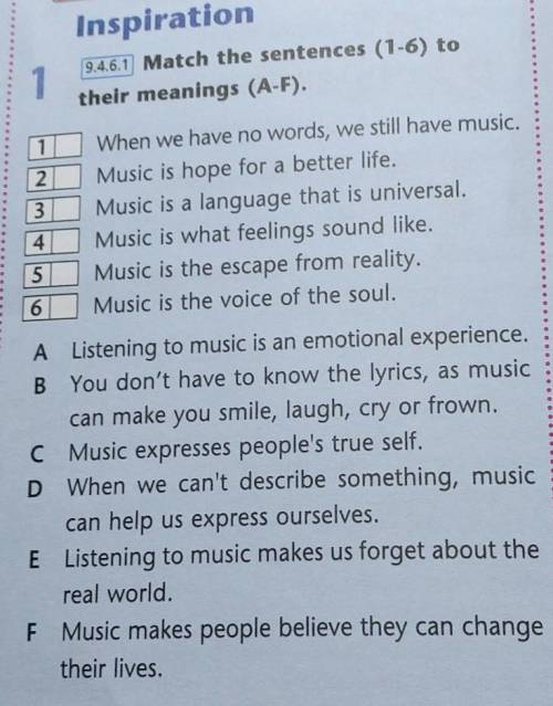 Match the sentences (1-6) to their meanings (A-F)​