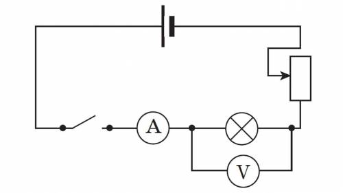 Рассмотрите схему электрической цепи. Укажите правильный вариант ответа: При передвижении ползунка р
