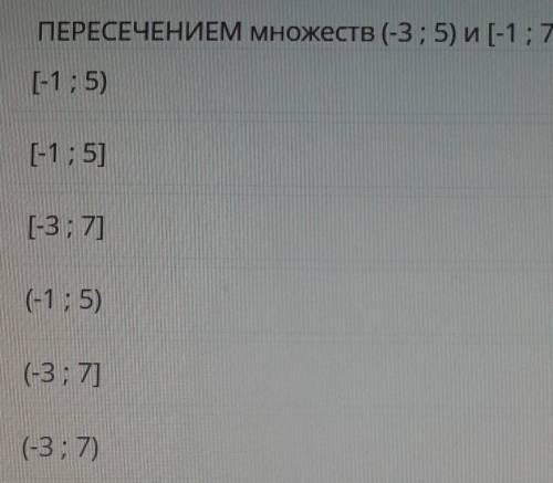 Пересечением множеств (-3;5) и [-1;7] является ​