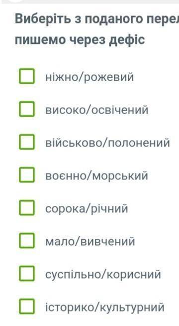 Виберіть з поданих речень всі слова через дефіс!​