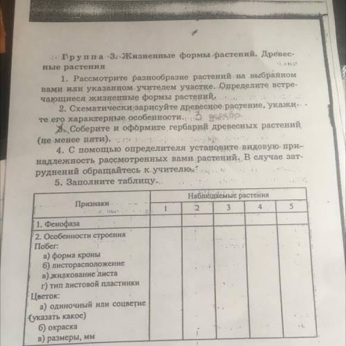 , 4 и 5. В пятом задании берёте 5 деревьев и описываете по тому, что в таблице умоляю.