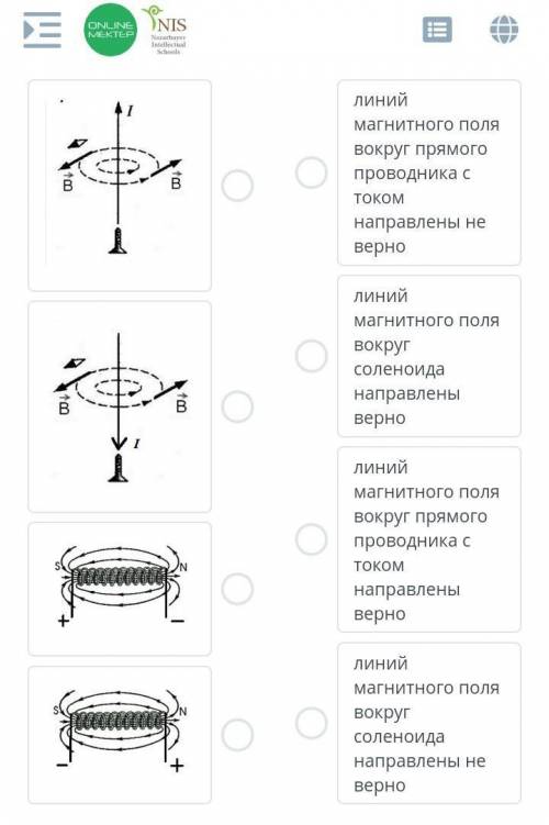 СОЧ по физике 8 классСоотнесите правильное и не правильное направление силовых линий магнитного поля