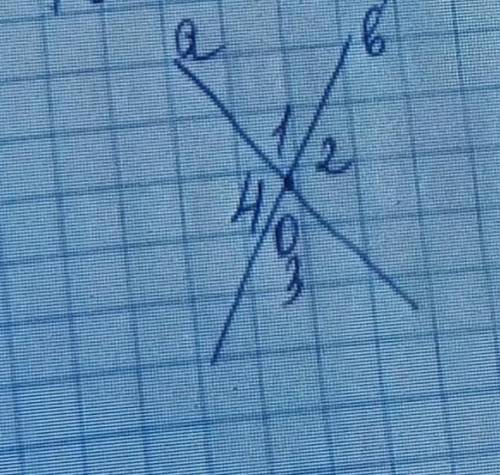 Прямые а и в пересекаются в точке 0, 2=50°.найдите 1,3,4. кто ответит правельно тому ​