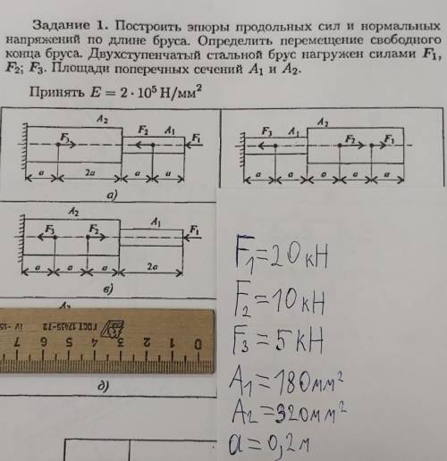 С ТЕХНИЧЕСКОЙ МЕХАНИКОЙ Построить эпюры продольных сил и нормальных напряжений по длине бруса. Опред