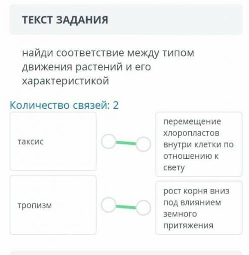 Найдите соответствие между типом движения растений и его характеристикой ​