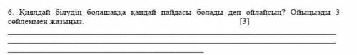 Қиялдай білудің болашаққа қандай пайдасы болады деп ойлайсың? Ойыңызды 3 сөйлеммен жазыңыз ​