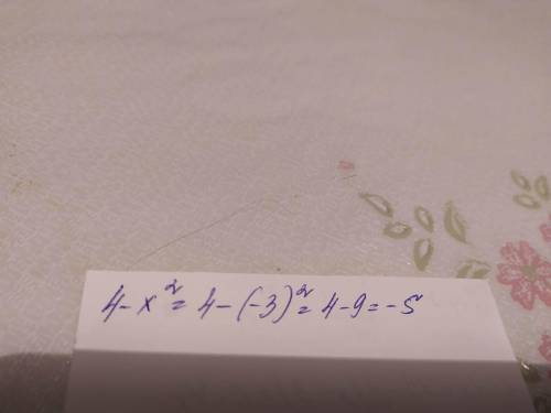 Найдите значение выражения 4 - x², если x= -3​