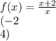 f(x) = \frac{x + 2}{x} \\ ( - 2 \\ 4 )