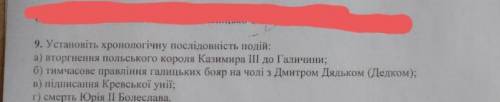 Установіть хронологічну послідовність подій