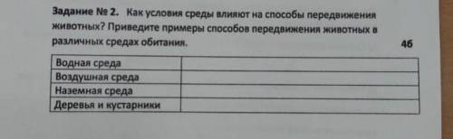 Задание Ne 2. Как условия среды влияют на передвижения животных? Приведите примеры передвижения живо