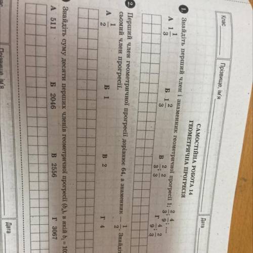 Самостійна робота 14 Геометрична прогресія
