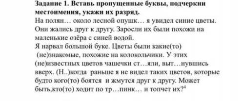 1 задание вставь пропущенные буквы, подчеркни местоимения, укажи их разряд.