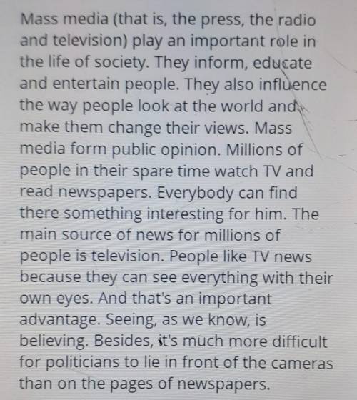 6. Mass media cannot influence theway people look at the world.truefalse​