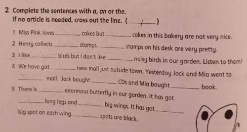 Complete the sentences with a, an or the. If no article is needed, cross out the line. (___/)​