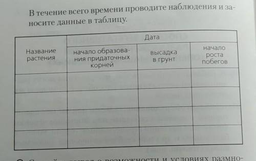 Таблица наблюдения за растением , очень ​