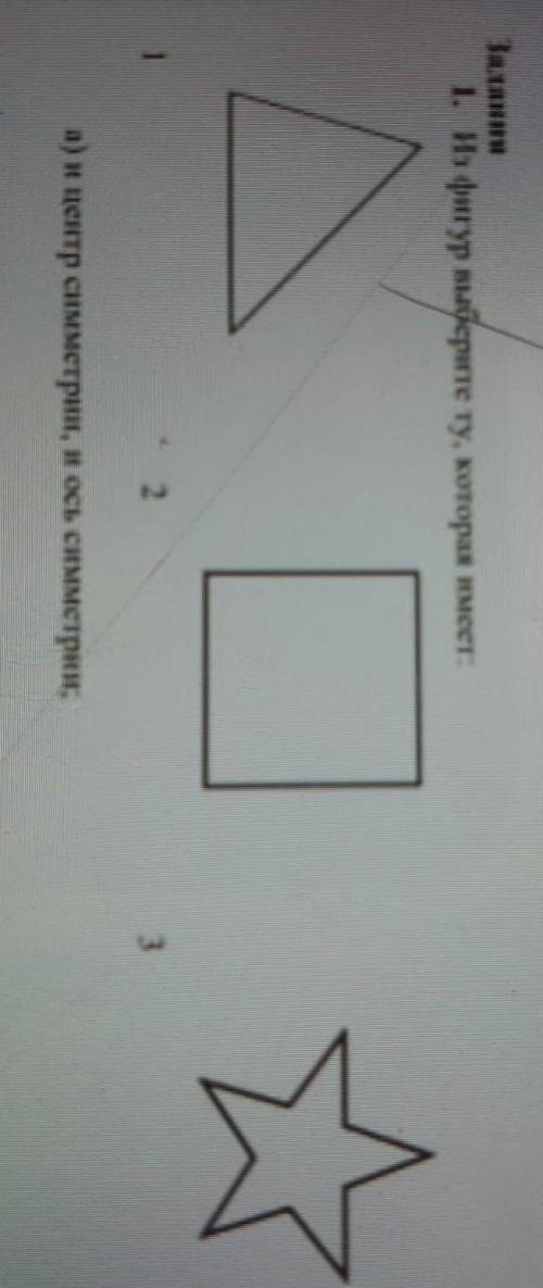 1. На фигур выберите ту, которая имеета) и центр симметрии, и ось симметри.​