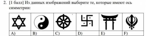 Из данных изображений выберите те, которые имеют ось симметриизарание ​