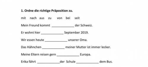Ordne die richtige Präposition zu.
