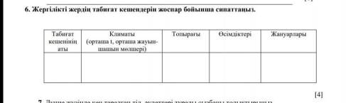 6. Жергілікті жердің табиғат кешендерін жоспар бойынша сипаттаңыз​