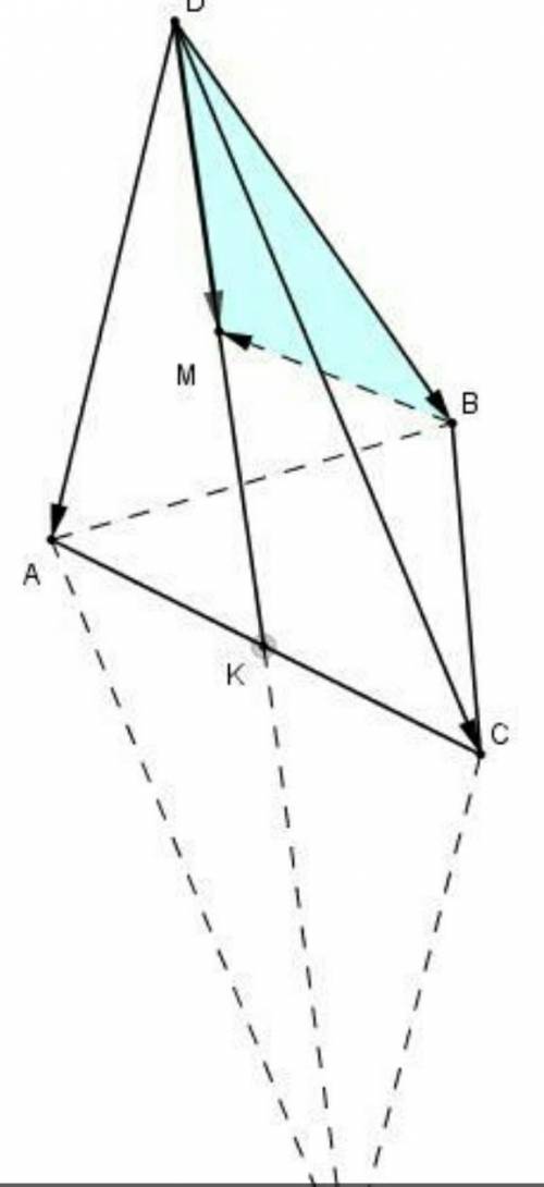 7. Дан тетраэдр DABC. Точка K- середина ребра Ас. DA = d, DB = b, DC=с. Разложите вектор KB по векто