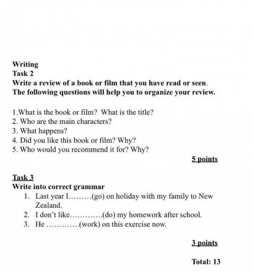 Task 2 Write a review of a book or film that you have read or seen.The following questions will help