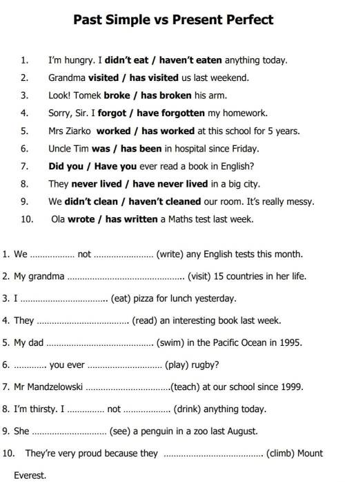 Past simple VS present perfect ​