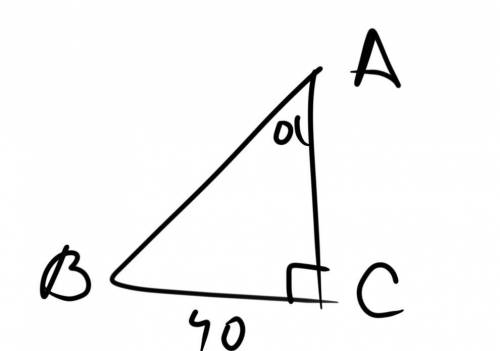 Обчислить довжину гипотенузи AB прямоткутного трикутника ABC, зображеного на рисунку, якщо sin aльфа