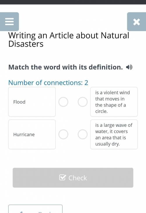 Writing an Article about Natural Disasters Match the word with its definition. Number of connections