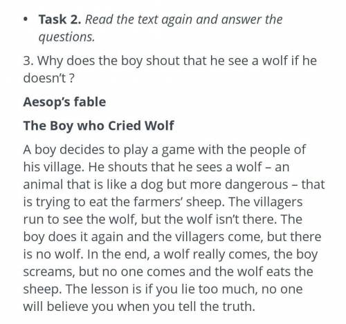 Why does the boy shout that he see a wolf if he doesn't?СОЧ ​