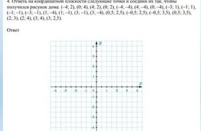 Отметьте на координатной плоскости точки и соедените их, чтобы получился дом​