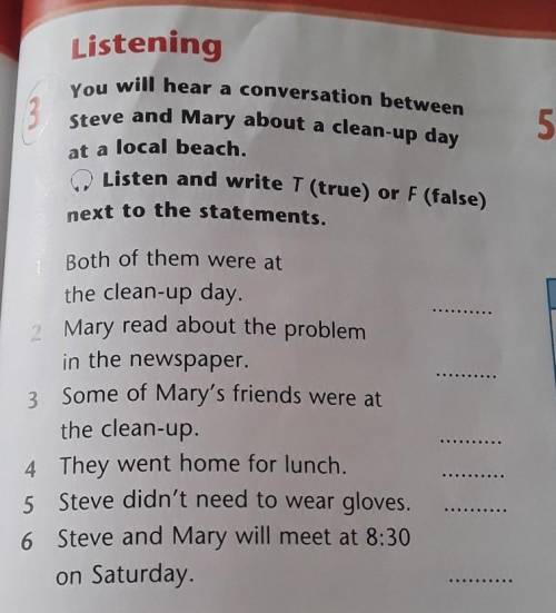 Listening You will hear a conversation betweenSteve and Mary about a clean-up dayat a local beach.Li