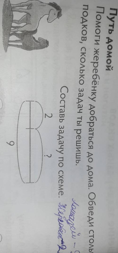 жеребенку добраться до дрма .обведи сстолько подков,сколько задач ты решишь​
